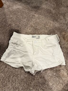 Abercrombie & Fitch White Distressed Denim Cutoff Shorts